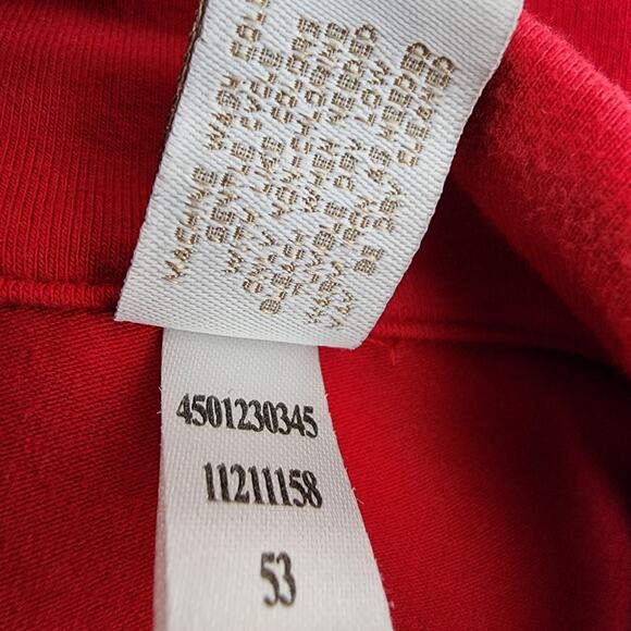 Weekends by Chico's Jacket Women’s Size 2 Large Red Snap Front 3/4 Sleeves Knit - Picture 11 of 12